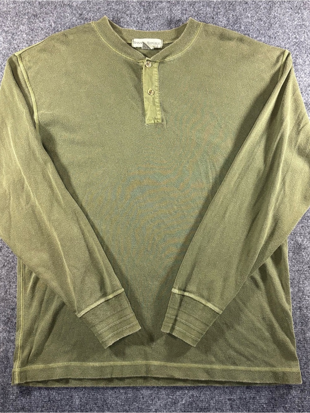 Vintage Banana Republic Shirt Mens Small Green Henley Long Sleeve Dexter Cotton